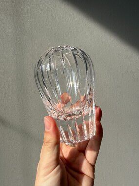 Vintage Ribbed Clear Glass Votive Holder / Mini Vase